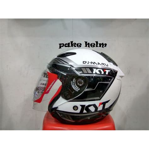 Jual Helm Kyt Dj Maru White Gun Metal Half Face Djmaru Shopee