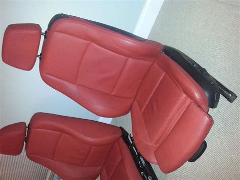 Sell PAIR OF FRONT LEATHER BMW CORAL SPORT RED SEATS E82 E92 135i 128i ...