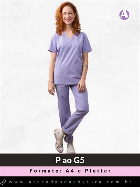 Molde De Conjunto Pijama Cir Rgico Feminino Scrub Em Pdf Atacad O Da