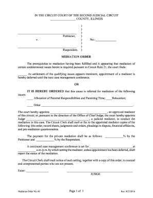 Fillable Online Mediation Order Or It Is Hereby Ordered Fax Email Print