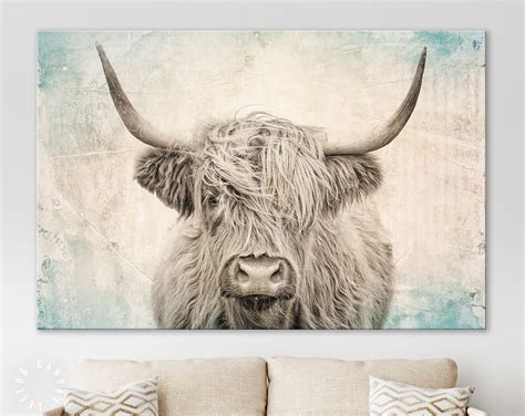 Highland Original Watercolor Home Decor Wall Art Cow Picture