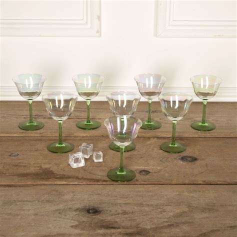 20th Century Art Deco Iridescent And Green Cocktail Glasses Da5832252 Lorfords Antiques