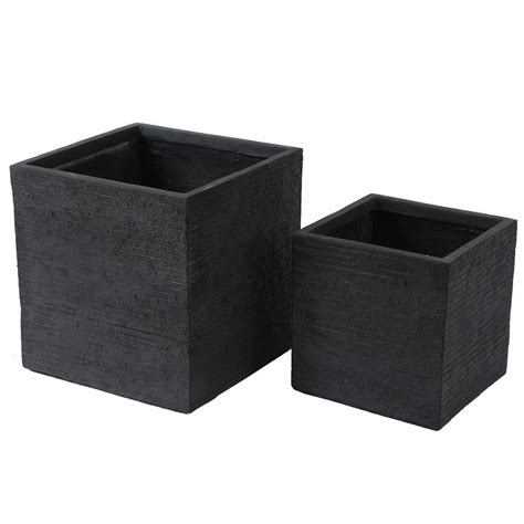 Luxen Home Piece Stone Finish Square Mgo Planters Wgl S