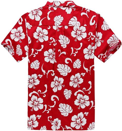 Palm Wave Men S Aloha Hawaiian Shirt Red Hibiscus Big Sizes Available Casual Shirts