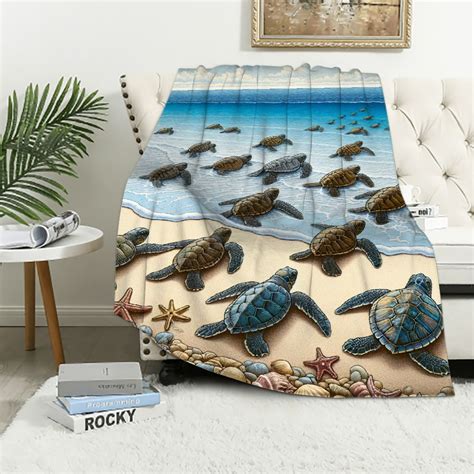 Comio Turtle Beach Blanket For Bed Turtle Throw Blanket For Women Men