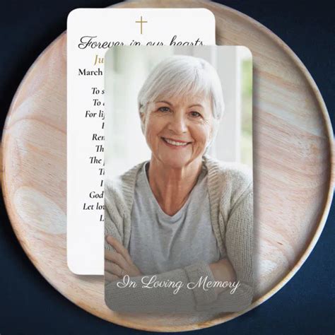 Simple Cross Photo Funeral Memorial Prayer Card Zazzle