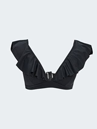SİYAH Kadın Fırfır Yaka Düz Bikini Üst S Z CVL LCW