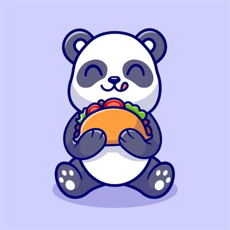 Premium Vector Cute Panda Eating Taco Cartoon Vector Icon