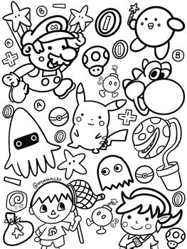 Nintendo Character Coloring Sheet By Artwithmissko Tpt