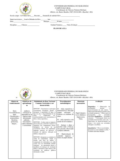 Plano De Aula 7º Ano Pdf