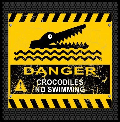 Beware Of Crocodile Warning Sign Vector Free Download