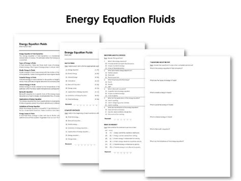 Energy Equation Fluids Teaching Resources