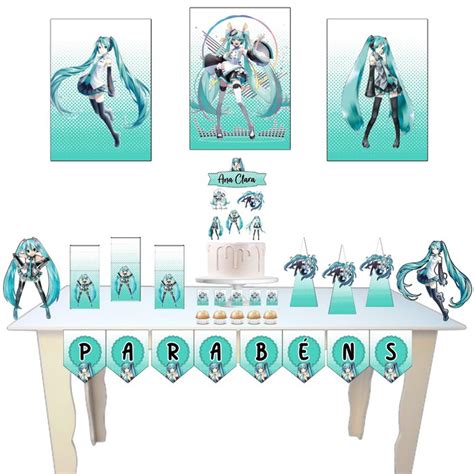 Kit S Um Bolinho Festa Em Casa Personalizado Hatsune Miku