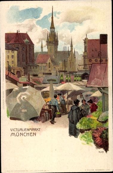 K Nstler Litho Kley Heinrich M Nchen Viktualienmarkt Akpool De