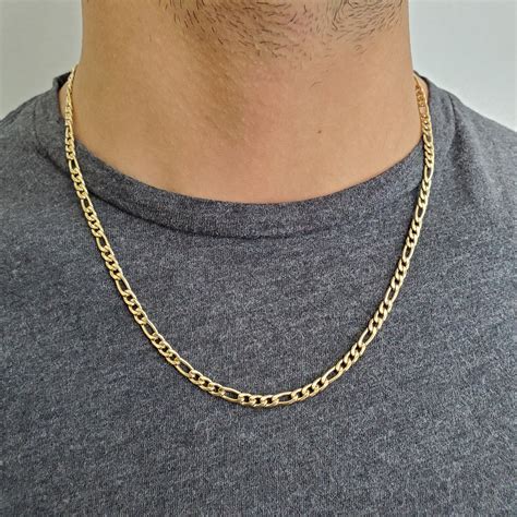 Mm Figaro Link Stainless Steel Gold Plated Necklace Chain Etsy