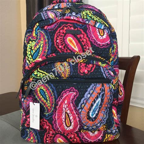 Nwt Vera Bradley Large Essential Backpack Exterior Features Two Side