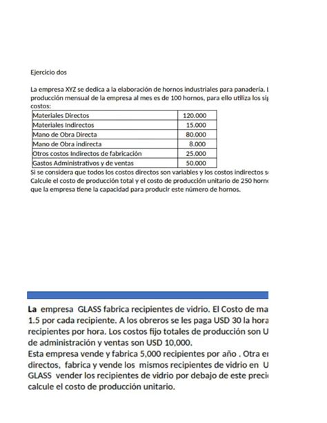 Solution Ejercicios Costos Fijos Y Variables Studypool