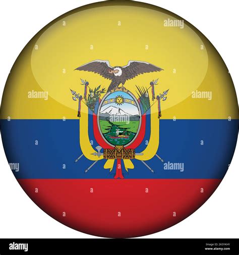 ecuador Flag in glossy round button of icon. ecuador emblem isolated on white background ...