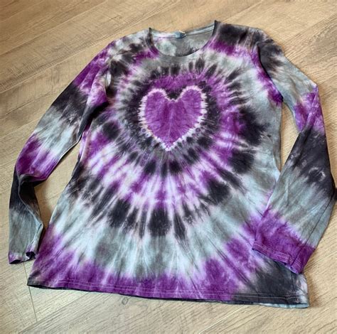 Adult Heart Tie Dye Long Sleeve T Shirt Etsy