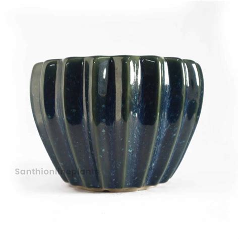 Geeare Blue Ceramic Pot(Medium) - Santhi Online Plants Nursery