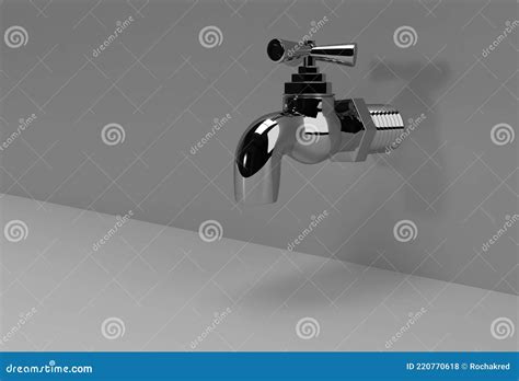 3d Render Chrome Tap With A Water Stream Isolated On White 3d