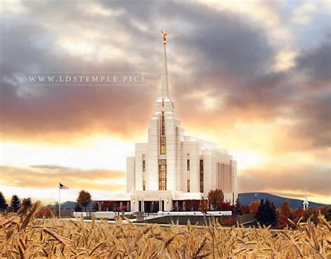 Rexburg Temple Fall Sunset Painting - LDS Temple Pictures