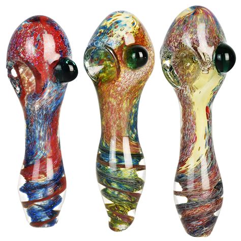 Deep Ocean Fritted Glass Spoon Pipe Hand Pipes