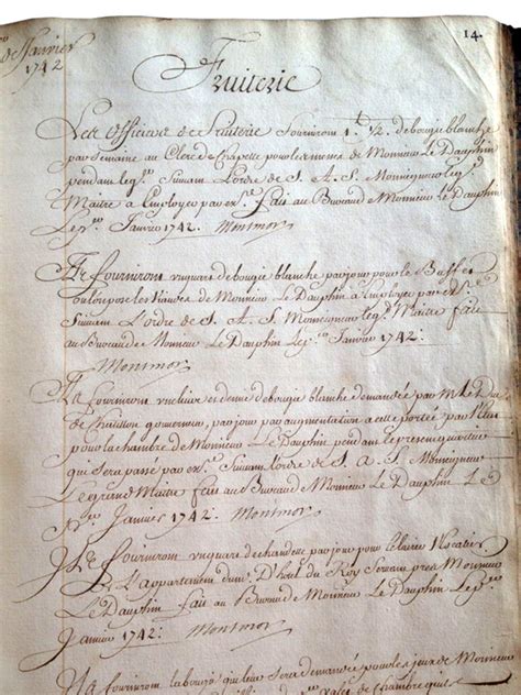 MENUS ET ORDRES DE DEPENSES DU DAUPHIN Louis Ferdinand De France