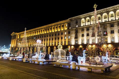 Christmas Decoration On The Street In Sofiabulgaria Editorial Stock