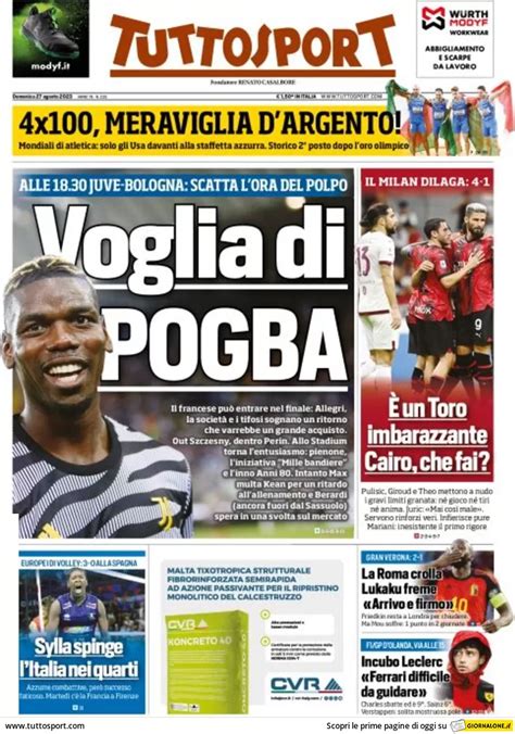 Rassegna Stampa Juve Prime Pagine Quotidiani Agosto