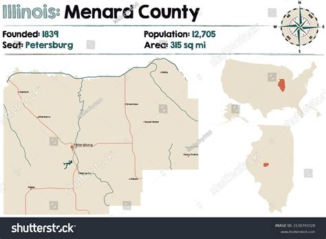 Large Detailed Map Menard County Illinois Stock Vector (Royalty Free ...