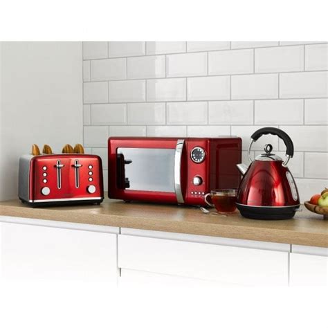 Red Kensington Kettle Toaster Microwave Set