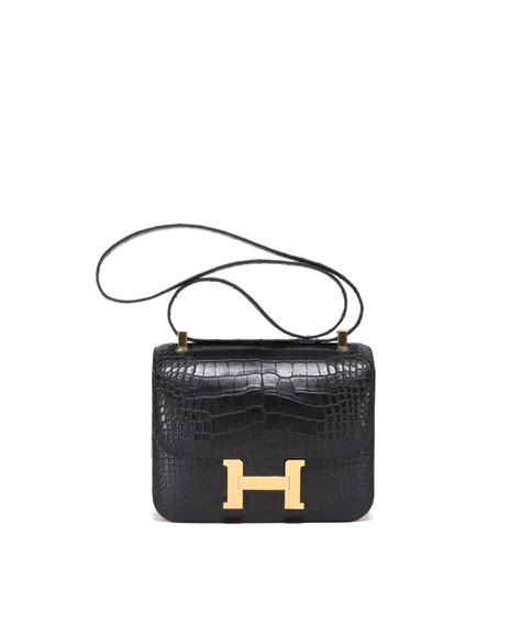 Hermes Constance Matte Black Black Alligator Mississippiensis With