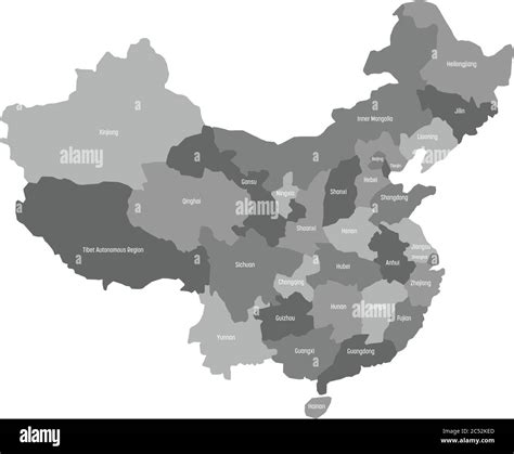 Mapa político de las provincias chinas Ilustración de vector gris