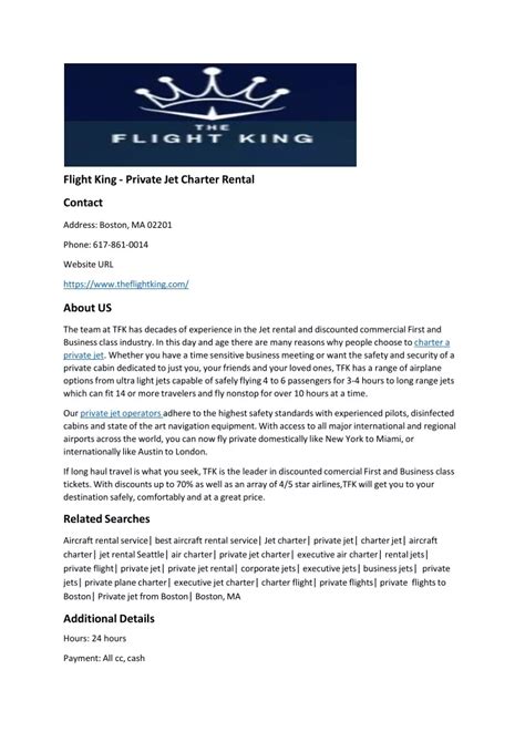 Ppt Flight King Private Jet Charter Rental Powerpoint Presentation