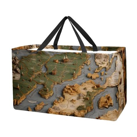 Map Section Large Capacity Reusable Foldable Oxford Cloth Shopping Bag