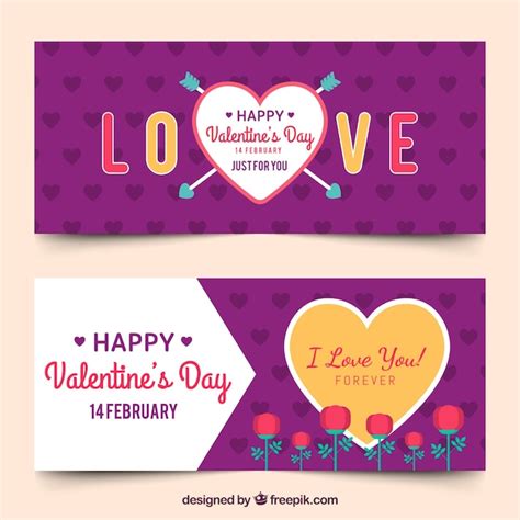 Banners De San Valentín Vector Gratis