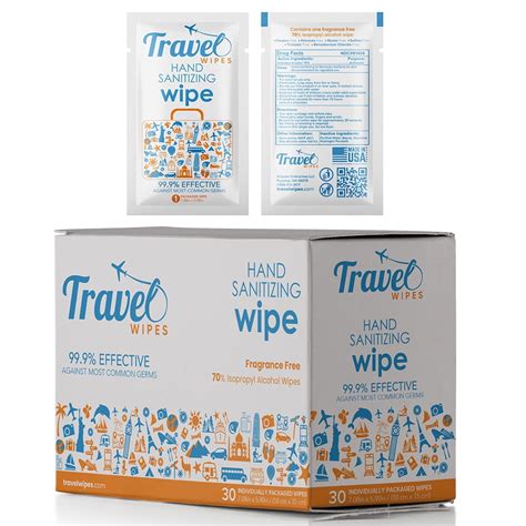 Singular Wipes Hand Sanitizer Fragrance Free Individual Use Travel Friendly 30ct Box Made