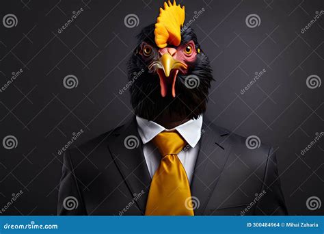 Chicken In Suit And Tie Portrait Generative Ai Illustration Stock