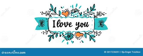 Romantic Greeting Card Design I Love You Text With Heart Symbols On