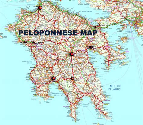 Road Map Of Peloponnese