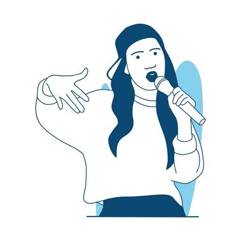 flat style vector illustration beautiful Girl Rapper hold microphone with hat 10742149 Vector ...