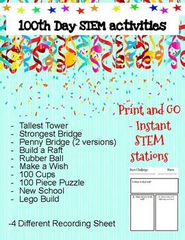 100th Day Of School STEM Stations By Tight Shipwreck Creates TPT