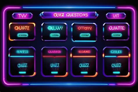 Premium Photo Quiz Questions And Test Menu Choice Neon Template Tv