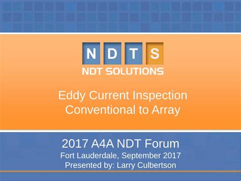 Pdf Eddy Current Inspection Conventional To Array 2017 A4a Ndt