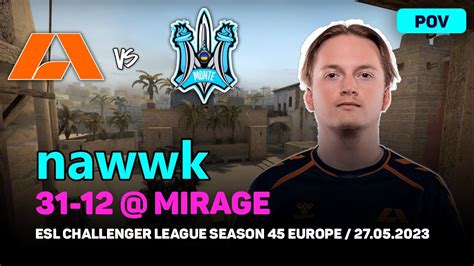 Csgo Pov Apeks Nawwk Vs Monte Mirage Esl Challenger League