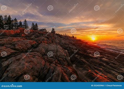 Pemaquid Point Lighthouse At Sunrise During On A Summer Morning In