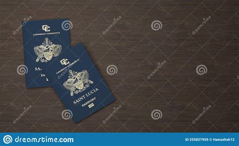 Saint Lucia Passport On A Wooden Board Stock Illustration