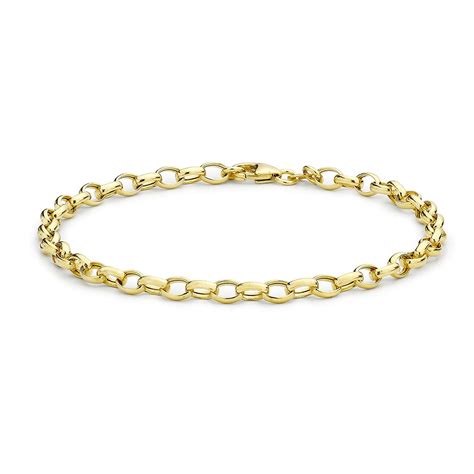 Carissima Gold Womens 9 Ct Yellow Gold Hollow 4 Mm Oval Belcher Chain Bracelet Gold