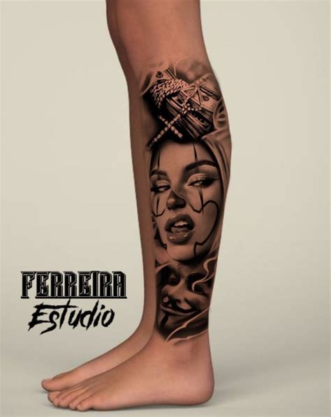 Pin By Yasmin Vitoria On Pesquisa Chicano Style Tattoo Back Of Leg Tattoos Shin Tattoo